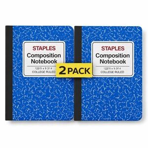 2x Staples Composition Notebook Blue College Ruled 100 Sheets‎